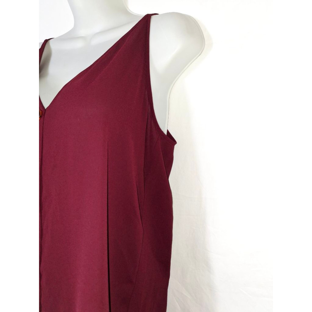 LOFT Outlet Burgundy V-Neck Button Front Cami Top M officecore lawyer wear - Picture 2 of 5